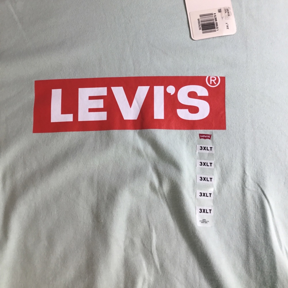 Levi's Mint Green Short Sleeve Tee with Red Logo 3XLT NWT - Picture 2 of 13